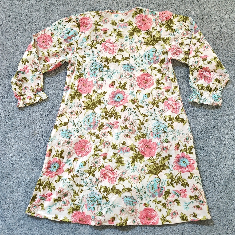 Ella Simone English Rose Robe Size Medium Colors Pink Blue Green White - Picture 6 of 10